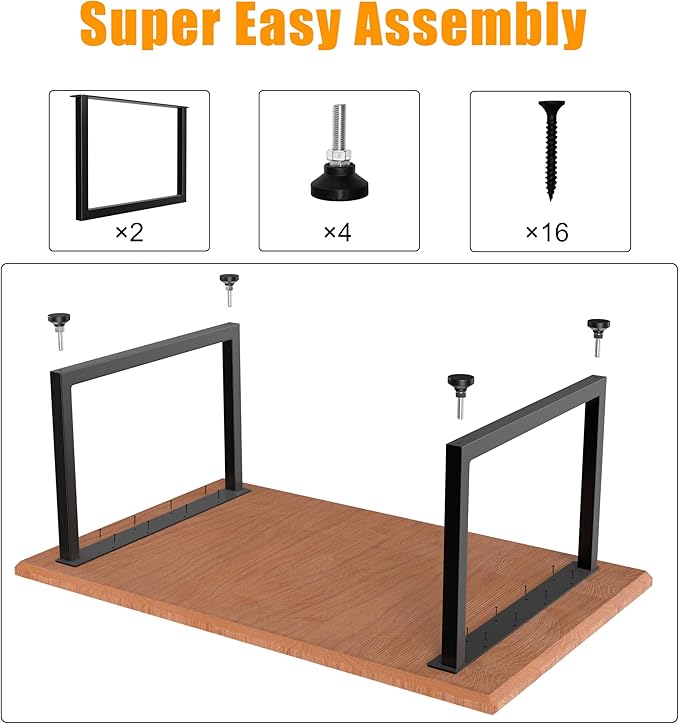 CHICAURA Heavy Duty Metal Table Legs 28x35 Inch, Extra Wide Steel Base for Live Edge Slab, Epoxy River, Large Dining or Conference Table, Industrial Square Frame, Supports 1000lbs, Set of 2, Black