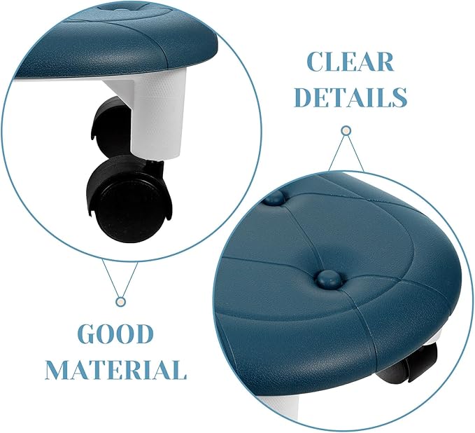 BESPORTBLE Rolling Stool with Wheels Blue Low Small Stool for Office Portable Foot Rest for Pedicure and Home Use