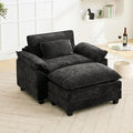 Oprisen 53" Modular Sectional Sofa, Comfy Cloud Couch Sectional Sofa with Ottoman, Chenille Sofa Sleeper Deep Seat Sofa with Throw Pillows for Living Room (Black)