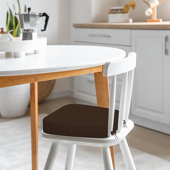17'' x 16'' x 2.5"Thick Chair Cushions for Dining Chairs, 6 Pack WaterProof Easy Clean Kitchen Chair Pads with Ties and Non-Slip Backing - 30D High Elastic Foam Soft Kitchen Chair Cushions