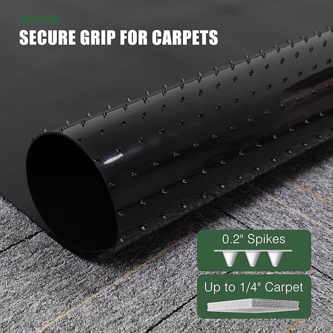 tixpol Office Chair Mat for Carpet, 50" x 60" Large Chair Mat for Carpeted Floors, Non-Slip Carpet Protector Floor Mat with Spikes, Heavy-Duty Under Desk Mat for Home Office and Gaming Chairs (Black)