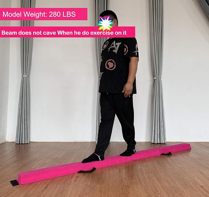 MARFULA 6 FT / 8 FT / 9 FT Folding Gymnastics Beam Foam Balance Floor Beam - Extra Firm - Suede Cover - Anti Slip Bottom with Carry Bag for Kids/Adults Home Use
