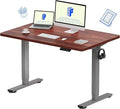FLEXISPOT EN1 One-Piece Standing Desk with 1-Inch Thick Desktop, 48"x30" Electric Height Adjustable Desk for Home Office & Multi-Device Workstations, Mahogany(Silver Frame)