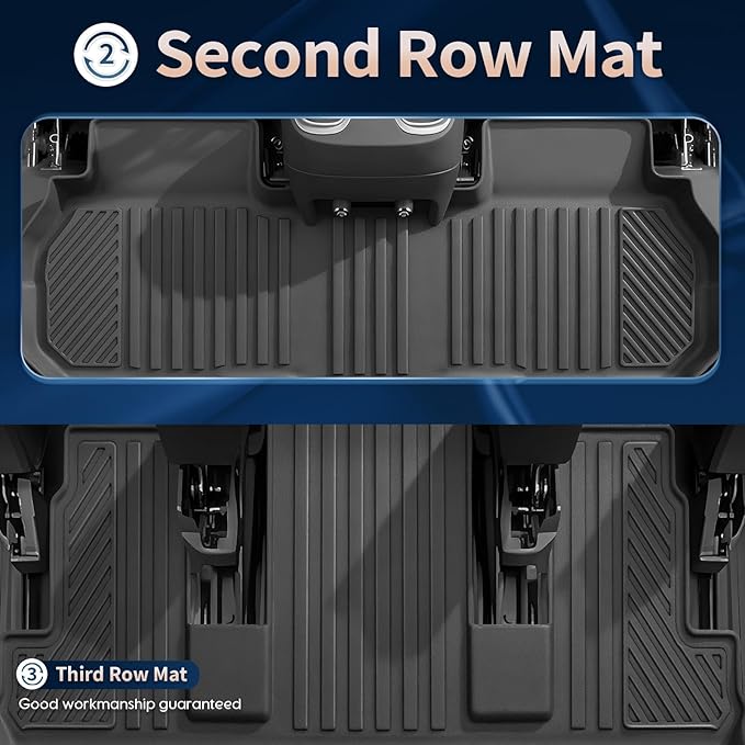 Floor Mats for 2024-2026 Chevrolet Chevy Traverse & for 2024-2026 GMC Acadia & for 2025-2026 Buick Enclave Accessories 7-Seat Bucket Chairs All Weather TPE Cargo Mat with Backrest Mat Black