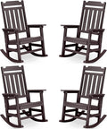 hOmeQomi Rocking Chairs Set of 4, All Weather Resistant Poly Lumber Outdoor Porch Rocker, Rocking Chairs for Outdoor, Indoor, Patio, Deck, Garden, Backyard, Load Bearing 380 lbs - Brown