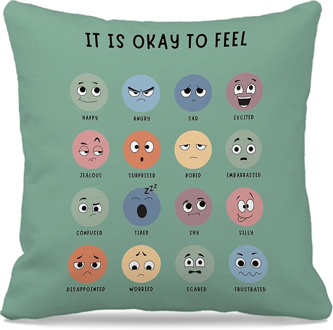 Nogrit Counseling Office Must Haves Throw Pillow Cover, Calming Corner, Mental Health Pillowcase Decor for Home Kids,Mental Health Counselor Gifts, Calming Corner Pillow Covers 20x20 Olive Green