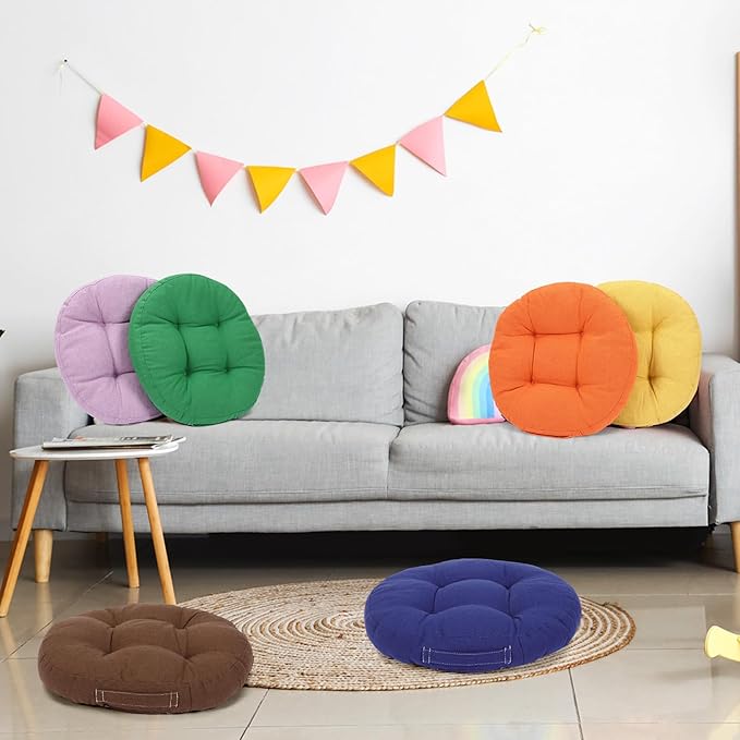 Gerrii 12 Pieces Classroom Floor Cushions with Handles Flexible Floor Seating Cushions Pillows School Chairs in Home School Classroom Kindergarten Daycare Nursery(Fancy Color,Round)