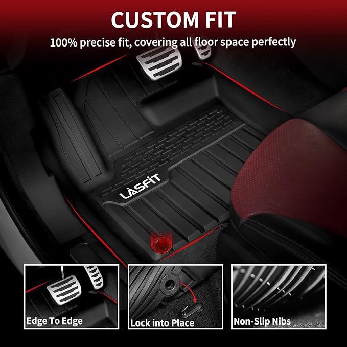 LASFIT Floor Mats Fit for Land Rover Range Rover Evoque 2011-2019, Custom Fit TPE All Weather Waterproof Floor Liners 1st & 2nd Row, Fit 5 Door and Coupe (Not for Convertible), Black, Easy to Clean