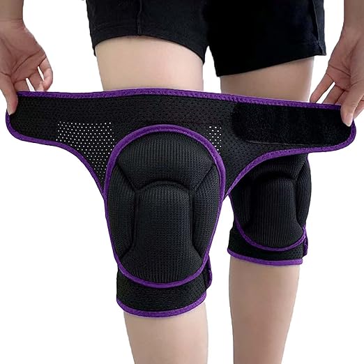 Work Knee Pads for Men Women, Garden Knee Pad for Weeding Cleaning Planting, Elastic Kneepads for Flooring Installation, Safety Kneeling Knee Pads for Painting Repairing Scrubbing Floors, Purple XL (1 pair)