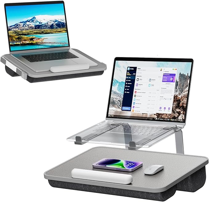 V-Hold Laptop Lap Desk, Portable Laptop Desk for Bed, FIts up to 17" Laptops & MacBook, Lightweight Lap Tray Table with Pillow Cushion for Bed & Couch