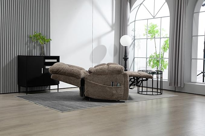 27in Extra Wide Recliner Chair for Big Man 400lbs, 4-Motor Power Lift Recliner Chair with Heat and Vibaration Massage, Overstuffed Lay Flat Recliner with Hidden Cup Holder for Elderly