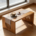Japanese Floor Table Folding Coffee Table No Assembly, Solid Wood Small Coffee Table Meditation Table for Sitting on The Floor, Tea Room Tatami Dining, Portable & Easy Storage Compact Design