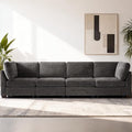 EDILLY 122 inches Oversized Modular Sectional Fabric Cloud Sofa Set, Extra Large L Shaped Couch Reversible Chaise Couch,4 Seat Modular Sofa, Grey