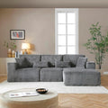 Vanress 110" Cloud Couch Sectional, Corduroy Boneless Couch with L-Shape Chaise,Modern Modular Sectional Sofa Comfy Deep Seat for Living Room, Bedroom, No Assembly (Dark Grey, Right Facing Chaise)