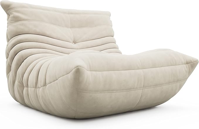 cebihy High-end Uncompressed Fireside Togo Chair, Bean Bag Chair, Foam Floor Sofa, Soft Lazy Lounge Sofa Couch, Armless Suede Fabric Cover Beanbag Accent Chairs for Living Room Bedroom Dorm Office