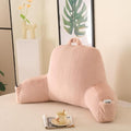 PAJEO Reading Pillow for Sitting in Bed, Large Backrest Reading Pillow with Arm Rest,Back-Rest Support Cushion for Sit Up on Couch, Sofa, and Floor, Dorm Essentials (Shell Pink Faux Fur, Large(19"))