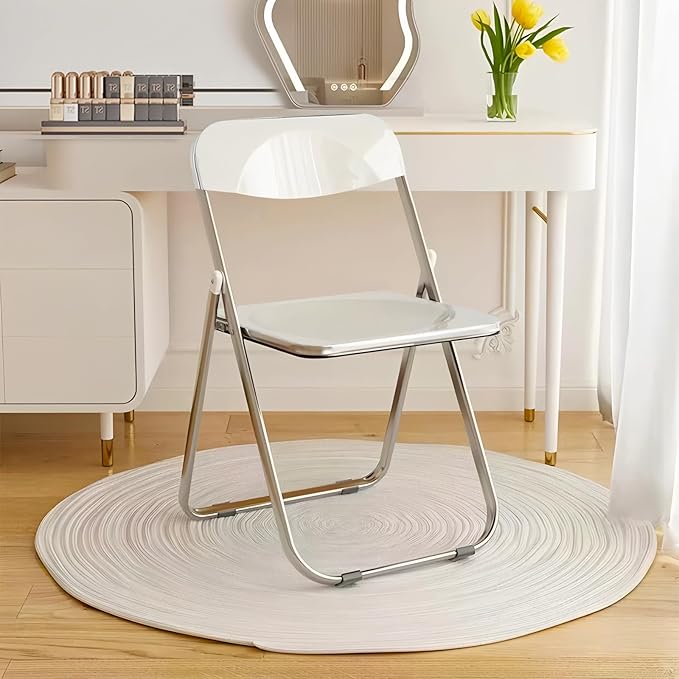 Folding Chair 4 Pack Acrylic Foldable Portable Plastic Chair,Easy to Use and Store Comfortable Portable Party Chairs for Home,Office,Party,Comfy