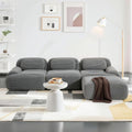 SoarFlash 117" Modern L-Shaped Modular Sectional Sofa for Living Room, Corduroy Upholstery Oversized 3-Seater Couch with Deep Seat and Movable Ottoman-No Assembly, Grey