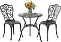 Withniture 3 Piece Outdoor Bistro Set All Weather Patio Table and Chairs Set, Cast Aluminum Patio Bistro Sets with 1.97” Umbrella Hole, Metal Patio Furniture Set for Front Porch Garden, Bronze