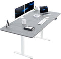 VIVO Electric 71 x 36 in Dual Motor Sit Stand Desk, Memory Height Adjustment, 2B Series, Dark Gray Top White Frame, DESK-KIT-2W7G-36