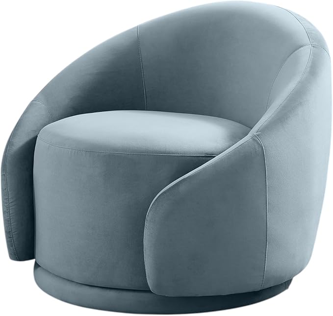 VANOMi Small Swivel Accent Chair for Living Room, Comfy Swivel Vanity Chair with Armrest, 360 Degree Velvet Barrel Accent Chair for Bedroom, Apartment, Blue
