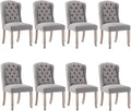 DUOMAY Modern Tufted Dining Chairs Set of 8, Linen Upholstered Dining Room Chairs Armless Guest Side Chair for Kitchen Dining Room, Wingback Accent Chairs with Solid Wood, Grey
