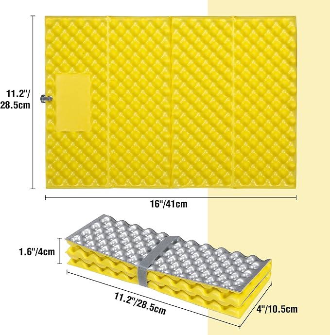 REDCAMP Foam Hiking Seat Pad, Foldable Z Ultralight Sitting Pad for Camping Backpacking Stadium Outdoor, Green/Blue/Khaki/Yellow/Black