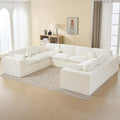 155''Cloud Boneless Sectional Couch, Modular Sectional Sofa Deep Seat, Oversized Upholstered Convertible Comfy 8 Seater Chenille Memory Foam Sofa U Shape Couches for Living Room, Beige
