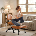 Homall Ergonomic Cross Legged Office Desk Chair with Wheels, 360° Swivel and Adjustable Height for Meditation and ADHD,Criss Cross Kneeling Chair with Lumbar Support (Leather, Brown)
