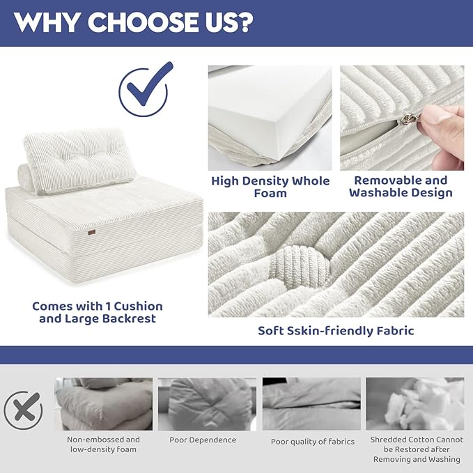 Folding Sofa Bed,Foldable Couch with Large Backrest and Pillows,Convertible Sleeper Chair for Living Room、 Bedroom 、Balcony 、Hotel、 Apartment,Twin,Creamy Apricot