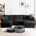 SoarFlash Chenille Sectional Sofa, Comfy L Shaped Modular Coush Sofa with Ottoman, Modern 3 Seat Couch Deep Seat Sofa Set for Living Room,Grey