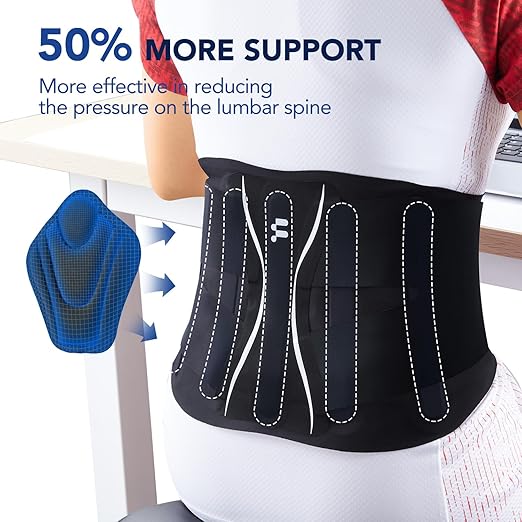Fitomo Ultra Thin Back Brace for Women Men, Seamless Yoga Fabric for All Day Comfort, Slim-Fit, Wear under Clothes, Removable Lumbar Pad for Lower Back Pain, Sciatica, Posture, Lifting, Black, Size M