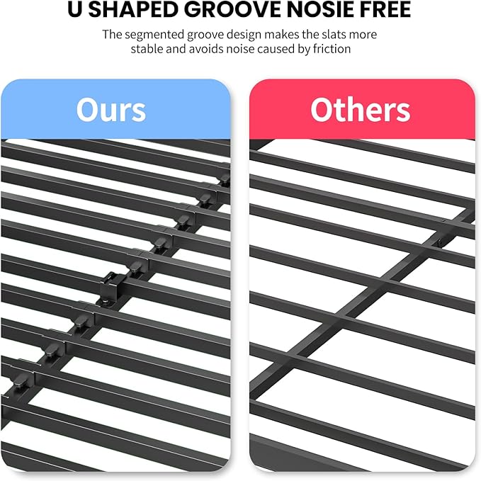 Superay 2 Inch Queen Box Spring Low Profile, Heavy Duty Metal Box Spring Bed Base, Bunkie Board Bed Slat Replacement, Mattress Foundation, Easy Assembly, Noise Free