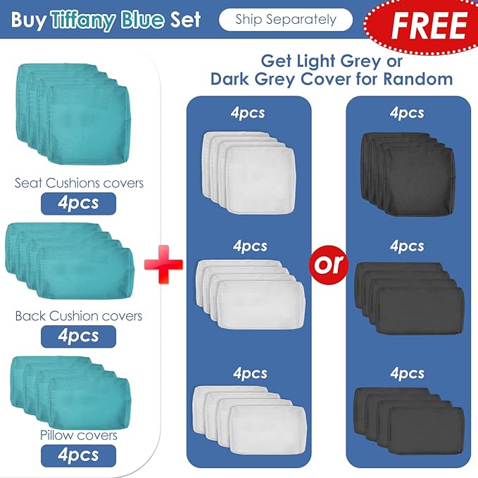 RADIATA 7 Piece Wicker Patio Furniture Set with Fire Pit, All-Weather Outdoor Sectional Couch High Back Large Size, Modular Backyard Seating Sofa Set with Propane/Natural Gas Firepit Table, Grey&Teal