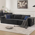 Furnify 106" 3-Seater Sofa, Cloud Modular Sofa with Certified Foam, Upholstered Floor Sofa with Deep Seat, Upholstered Sofa for Bedroom Living Room, No Assembly Required (Plush Corduroy Fabric, Black)