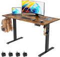 48 x 24 inch Electric Standing Desk Adjustable Height with 4 Wheels, 4 Memory Height Settings, 2 Headphone Hook, for Home Office, Splice Board Brown