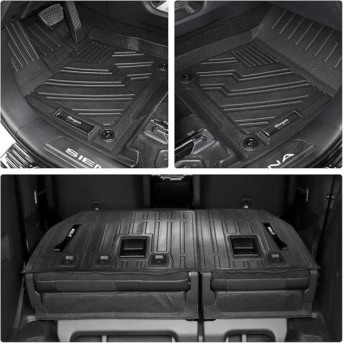 Compatible for 2021-2025 Toyota Sienna Floor mats & Cargo Liner All Weather car mats for 2025 2024 2023 2022 2021 Toyota Sienna Accessories (Only Fit 8 Passenger Model with Spare tire)