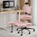 Nost & Host Cross Legged Office Chair with Wheels, 4INCH ADHD Chair for Adults, Meditation Chair, Height Adjustable Seat, Yoga Chair, Teddy Fabric, Pink