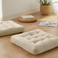 SM-XLHN Meditation Floor Pillow Set of 2, Square Large Pillows Seating for Adults, Meditation Cushion Pillow,Tufted Corduroy Cushion for Tatami Living Room or Yoga, Beige, 22x22 Inch