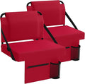 Stadium Seat 2 Pack for Bleachers with Back Support,Portable Bleacher Chairs with Back and Cushion，Maroon