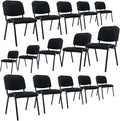 Black Waiting Room Chairs Office Lobby Chair no Arms Set of 15, Mesh Reception Chairs Ergonomic Computer Desk Chairs Guest Chair for Meeting/Conference Room