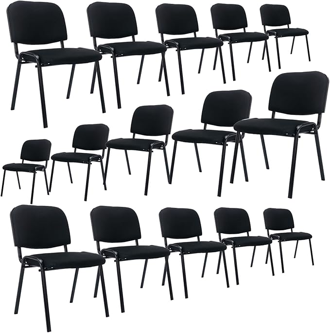 Black Waiting Room Chairs Office Lobby Chair no Arms Set of 15, Mesh Reception Chairs Ergonomic Computer Desk Chairs Guest Chair for Meeting/Conference Room