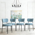 Stabrech Blue Boucle Dining Chairs Set of 4, Upholstered Dinner Chair with Metal Frame, Dining Room Chairs with Padded Seat, Round Modern Seating for Living Room