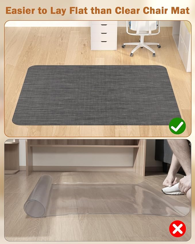 Blvornl Office Chair Mat for Hardwood Floor, 40"*55" Desk Computer Chair Mat for Hard Wood, Large Anti-Slip Hard Floor Protector for Rolling Chair, PVC Desk Rug for Office Black