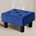 FIMIVIBI Small Foot Stool Ottoman, Velvet Footstool Ottoman Foot Rest for Couch, Rectangle Footstools and Ottomans Small for Living Room, Entryway and Bedroom (Blue)