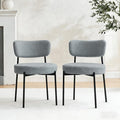 Stabrech Grey Boucle Dining Chairs Set of 2, Upholstered Dinner Chair with Metal Frame, Dining Room Chairs with Padded Seat, Round Modern Seating for Living Room