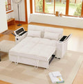 oaaktu 65''Convertible Sleeper Sofa Bed,3-in-1 Pull Out Couch Bed with 360 Degree rotatable Side Table and USB Ports for Living Room,RV (07beige)