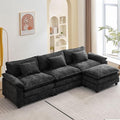 Oprisen 120" Modular Sectional Sofa, Comfy Cloud Couch Sectional Sofa with Ottoman, Chenille Sofa Sleeper Deep Seat Sofa with Throw Pillows for Living Room (Black, 120"- L Shape)