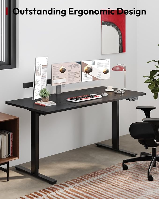 SANODESK Standing Desk Height Adjustable Electric Stand up Desk 79x32 Inches Sit Stand Home Office Desk with Splice Board, Black Frame/Black Top