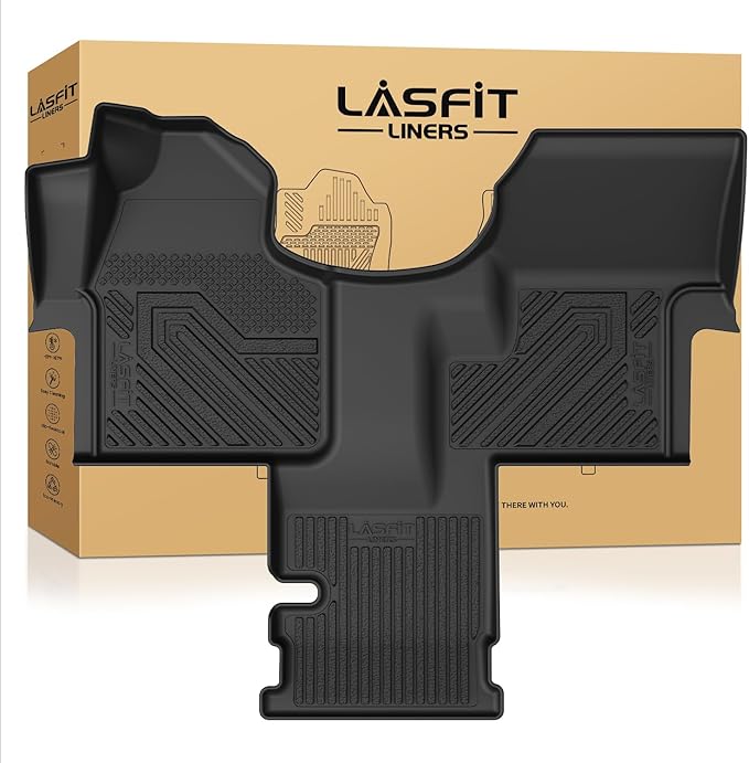 LASFIT Floor Mats for Mercedes Benz Sprinter 1500/2500/3500 2025 2024 2023 2019-2022 (Fit Cargo Van & Cab Chassis), All Weatehr TPE Floor Liners Custom Fit Sprinter 1st Row with Center Aisle Liner